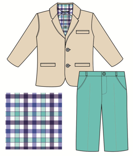 Good Lad 3 Piece Boys Blazer, Button-Down Shirt & Pants - Khaki